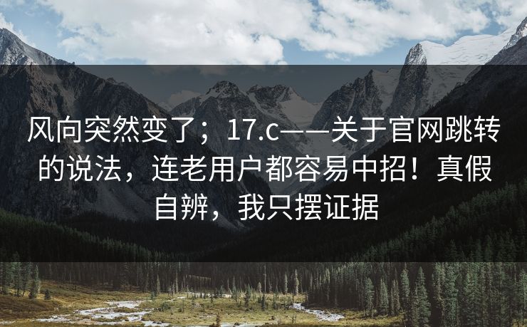 风向突然变了；17.c——关于官网跳转的说法，连老用户都容易中招！真假自辨，我只摆证据